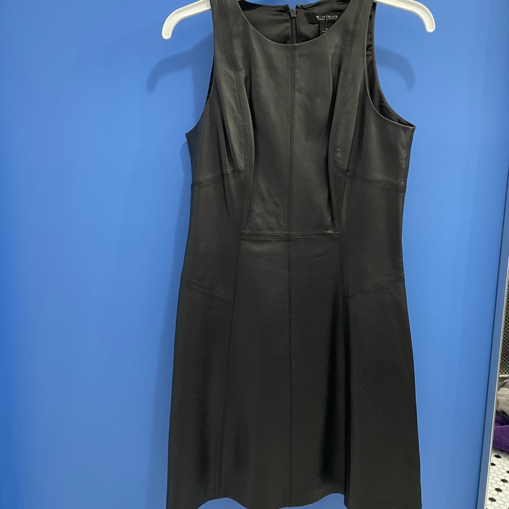 WHBM Black Leather Sleeveless Dress